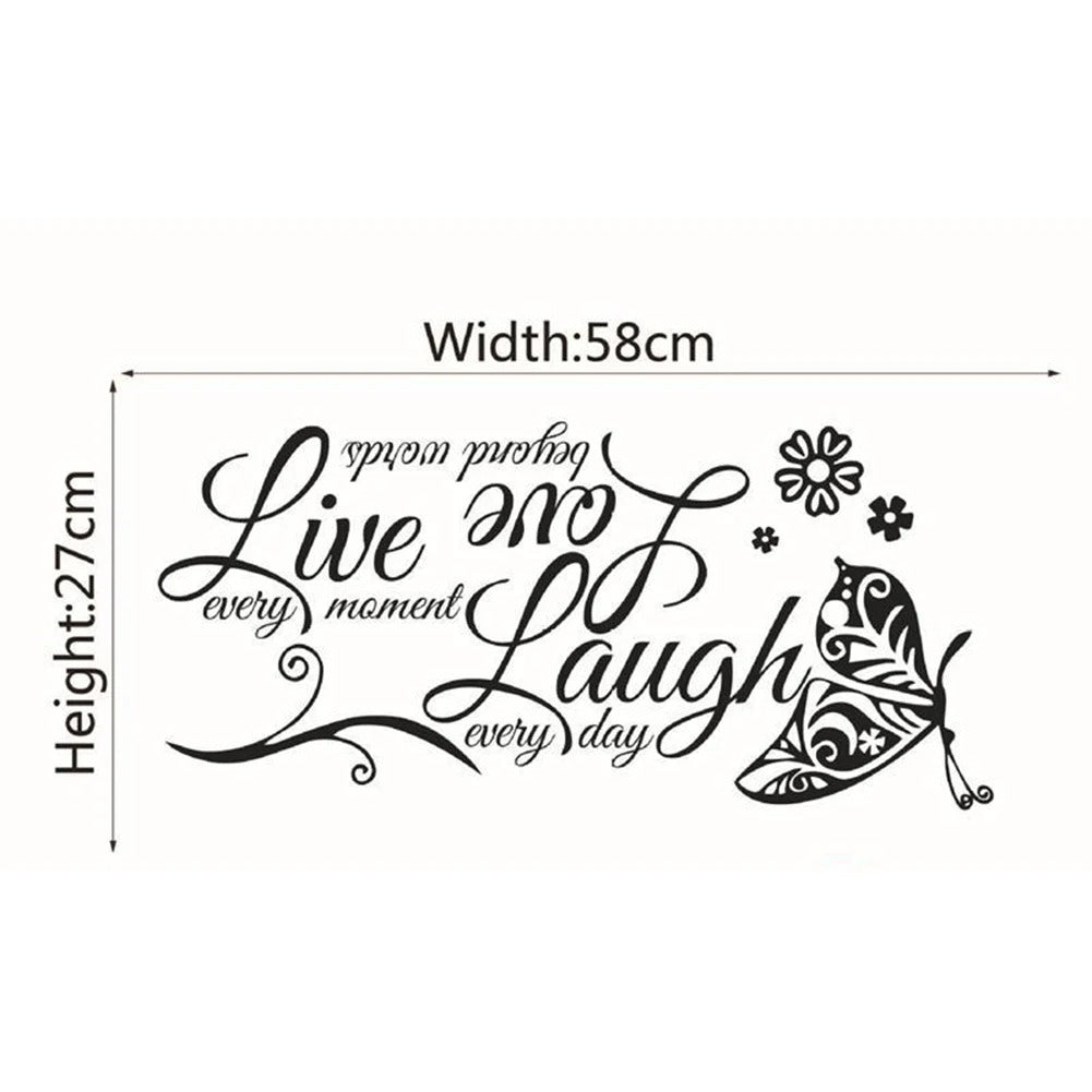 Butterfly Wall Art Sticker (Live, Laugh, Love)