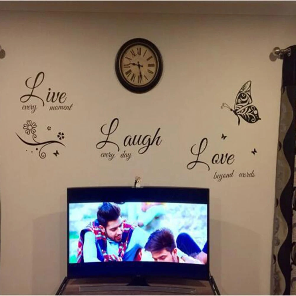 Butterfly Wall Art Sticker (Live, Laugh, Love)