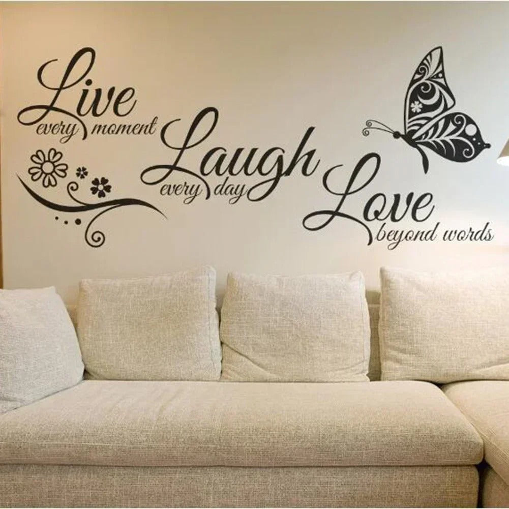 Butterfly Wall Art Sticker (Live, Laugh, Love)