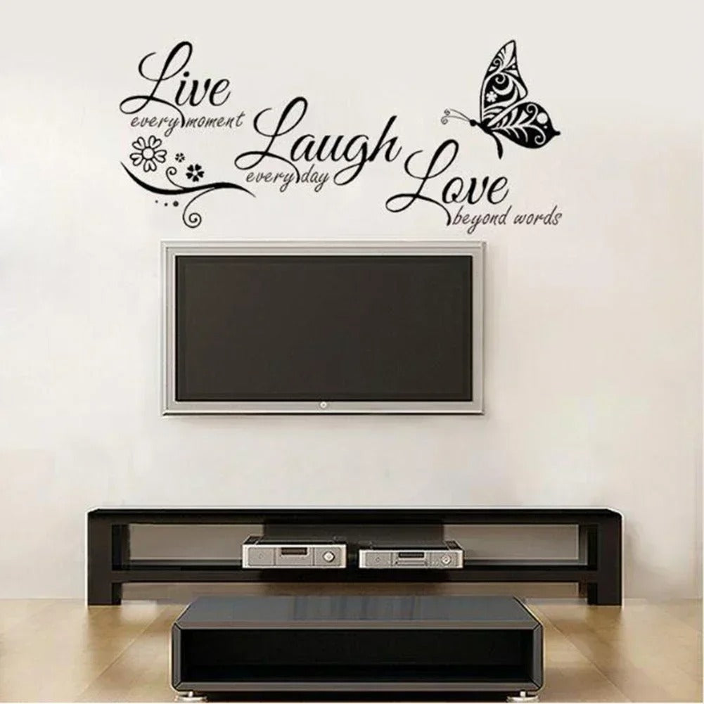 Butterfly Wall Art Sticker (Live, Laugh, Love)